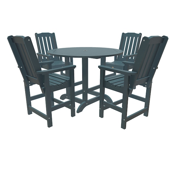 Highwood Usa Lehigh 5pc Round Counter Height Outdoor Patio Furniture Dining Set AD-CNL48-NBE - main